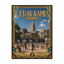 Cedar Rapids Iowa Arte Deco Vintage Era de Ouro