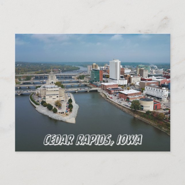 Cartão Postal Cedar Rapids Iowa River Postcard (Frente)
