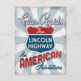 Cartão Postal Cedar Rapids Lincoln Highway Vintage América Iowa