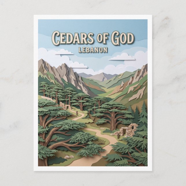 Cartão Postal Cedros de Deus Bsharri Líbano (Frente)