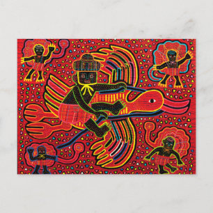 Cartão Postal Cegonha Indígena Kuna Trazendo Bebê Design