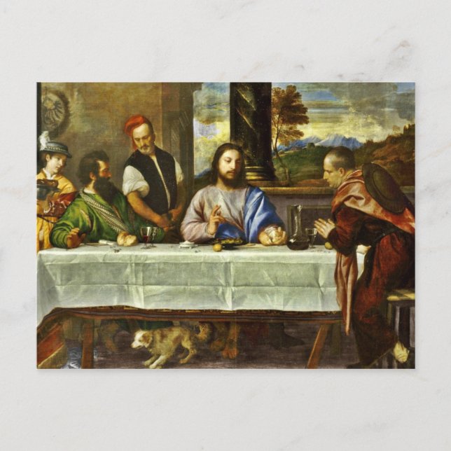 Cartão Postal Ceia em Emaus com Amigos (Frente)