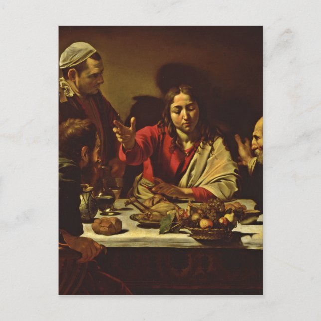 Cartão Postal Ceia em Emmaus com amigos (Frente)
