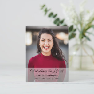 Cartão Postal Celebração da Foto da Vida Memorial Simples Funera