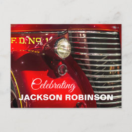 Cartão Postal Celebração da Vida do Caminhão de Bombeiros Antigo