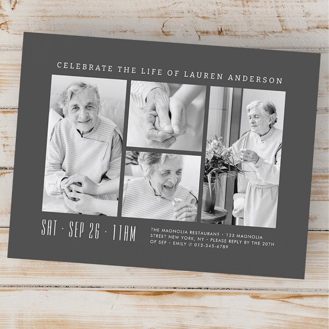 Cartão Postal Celebração da Vida Moderno Simples Colagem de 4 Fo (Criador carregado)