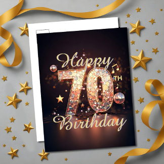 Cartão Postal Celebração de Aniversário de 70 Anos com Dança Dis