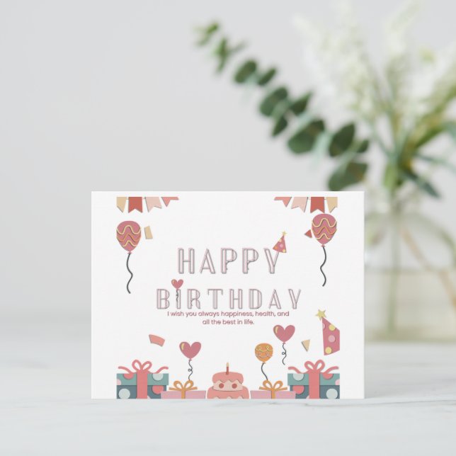 Cartão Postal Celebração de Aniversário Design (Em pé/Frente)