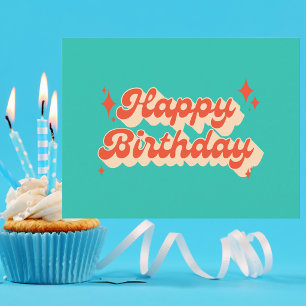 Cartão Postal Celebração de Aniversário Divertida Colorida Moder