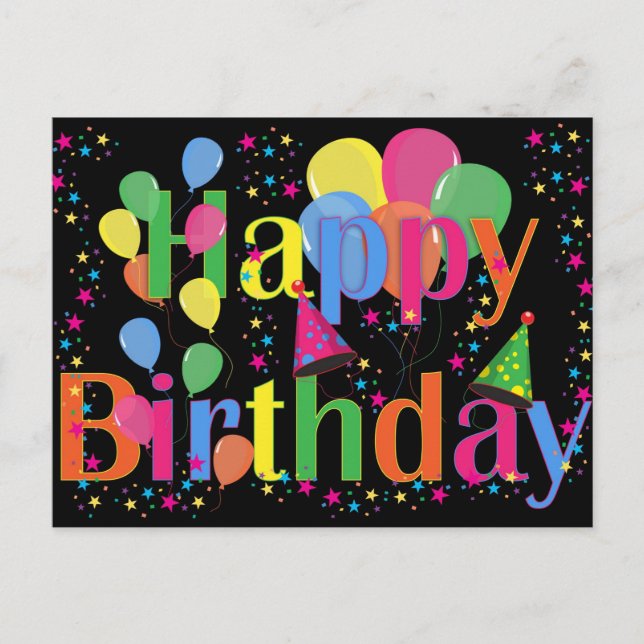 Cartão Postal celebração de aniversário feliz (Frente)