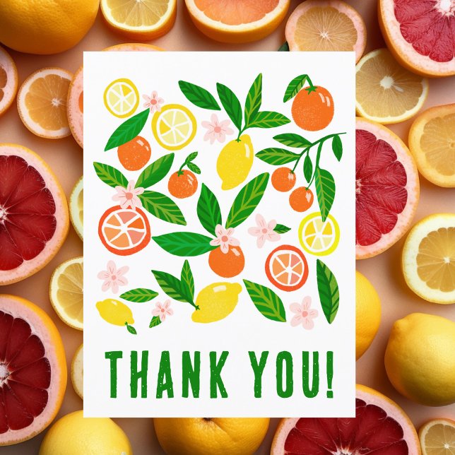 Cartão Postal Celebração de Citros Cor Personalizada Limões Lara (Citrus Celebration Custom Colorful Lemons Oranges THank you Postcard)