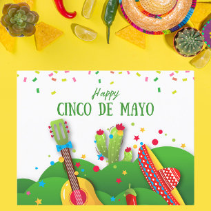 Cartão Postal Celebração de Confetti Cinco de Mayo