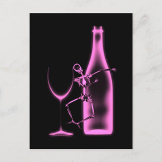 Cartão Postal Celebração de Esqueleto e Vinho com Raio-X - Rosa