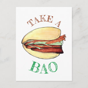 Cartão Postal CELEBRAÇÃO DE TAKE A BAO Bun de Barriga de Porco P
