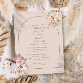 Cartão Postal Celebração de Vida com Arco de Grama das Pampas Fu