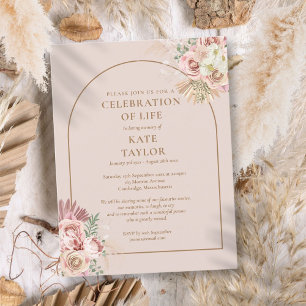 Cartão Postal Celebração de Vida Funeral com Arco de Grama das P