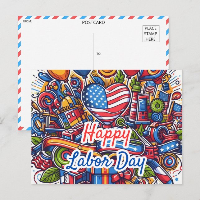 Cartão Postal Celebração do Dia do Trabalho Festivo (Frente/Verso)