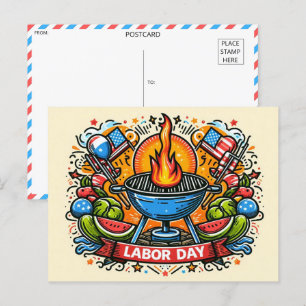 Cartão Postal Celebração do Dia do Trabalho Grelha e Thrill