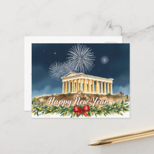 Cartão Postal Celebração do feliz ano novo na Acrópole Atenas