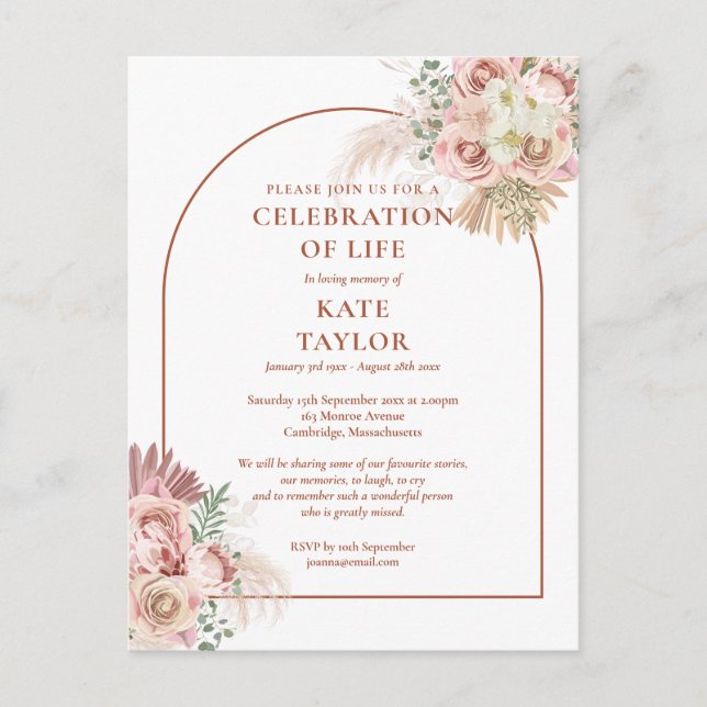 Cartão Postal Celebração Do Funeral Life Por Arca De Pampas (Frente)