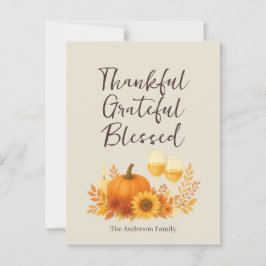 Cartão Postal Celebração do outono - Ação de Graças Dourada Eleg