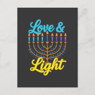 Cartão Postal Celebração Feliz das Luzes da Menorá de Hanukkah