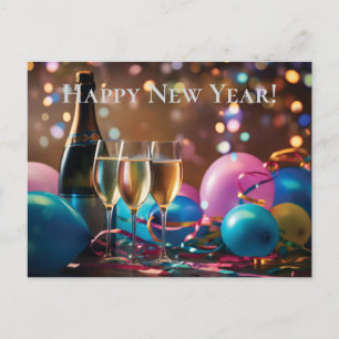 Cartão Postal Celebração Festiva de Ano Novo - texto personalizá