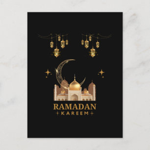 Cartão Postal Celebração Floral Dourada do Ramadan Kareem