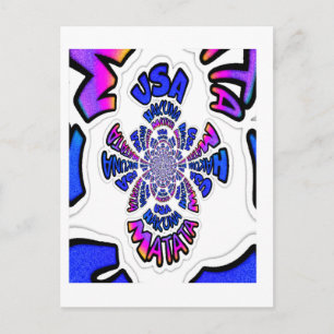 Cartão Postal Celebração nos EUA: Texto Divertido Adorável Arte 