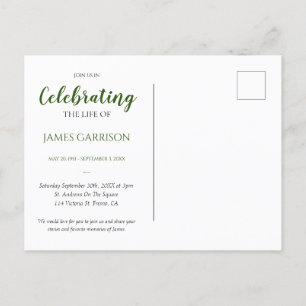 Cartão Postal Celebração Verde da Vida com Memorial Fotográfico