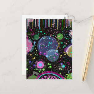 Cartão Postal Celebrações Celestiais: Arte abstrata maximalista