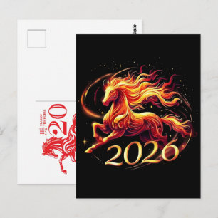 Cartão Postal Celebrações do Ano do Cavalo Chinês 2026