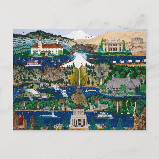 Cartão Postal Celebrando a Garganta do Rio Columbia (Frente)