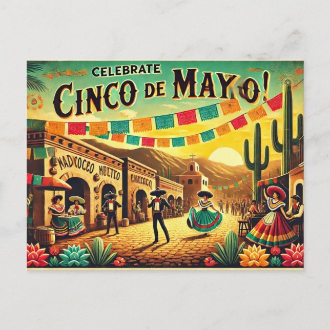 Cartão Postal Celebrar Cinco de Mayo (Frente)