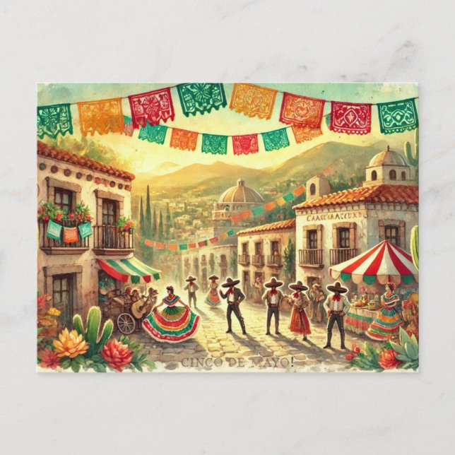 Cartão Postal Celebrar Cinco de Mayo (Frente)