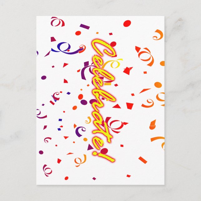 Cartão Postal Celebrar Confetti (Frente)
