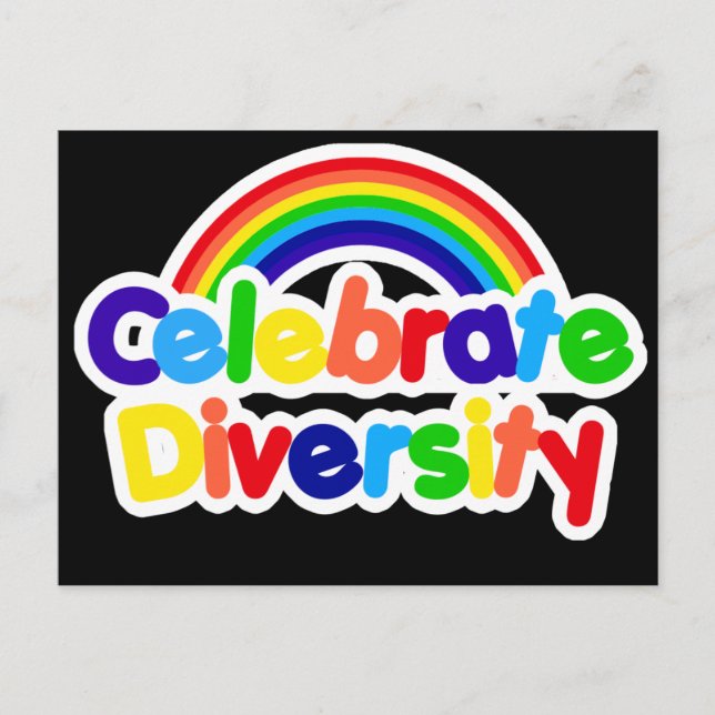 Cartão Postal Celebrar o Orgulho gay Rainbow da Diversidade (Frente)