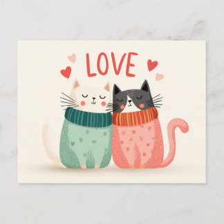 Cartão Postal Celebrate love with two cute kitten