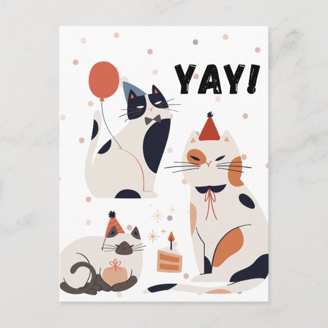 Cartão Postal "Celebratory Cats Party Card" (Frente)