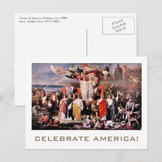 Cartão Postal Celebre a América. 4 de julho de Belas Artes (Frente/Verso)