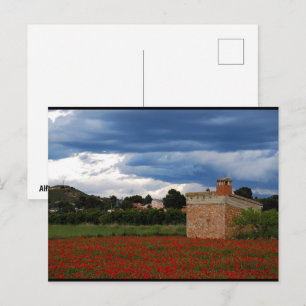 Cartão Postal Celeiro Rural em Campo de Papoulas