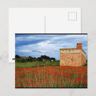 Cartão Postal Celeiro Rural em Campo Florido de Papoulas
