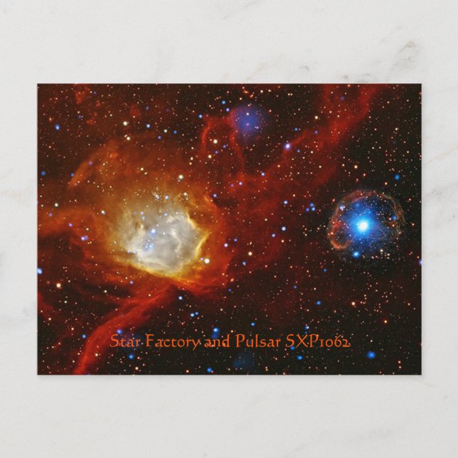 Cartão Postal Celestial Bauble - Nebula N90 e Pulsar SXP1062 (Frente)