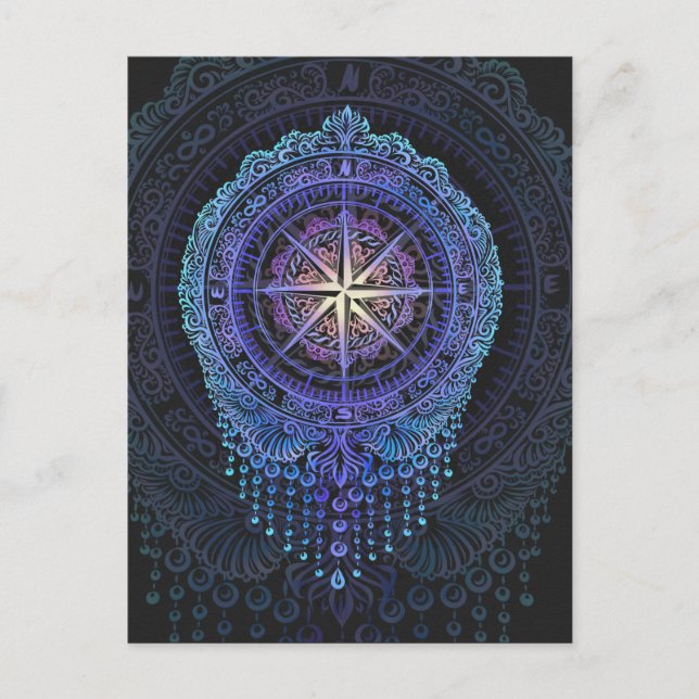 Cartão Postal Celestial Compass Mandala (Frente)