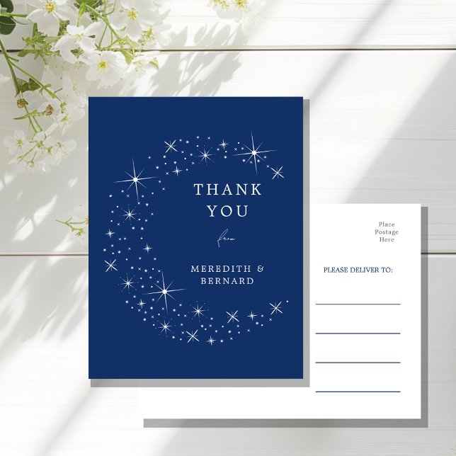 Cartão Postal Celestial Elegant Wedding Moon Thank You Postcard (Criador carregado)