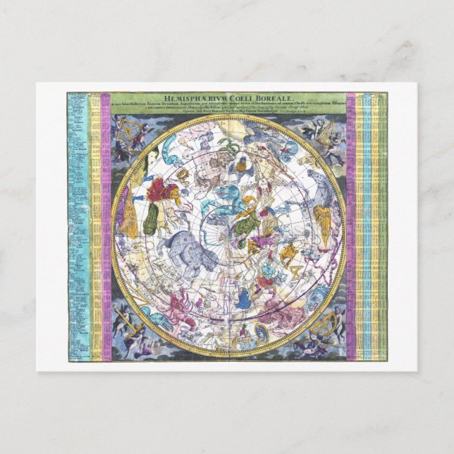 Cartão Postal Celestial Map Hemisfério Coeli Boreale (Frente)