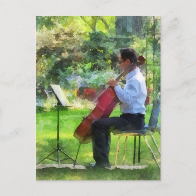 Cartão Postal Cellist no Jardim (Frente)