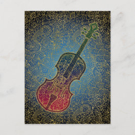 Cartão Postal Cello Dourado Filigree - Música Colorida