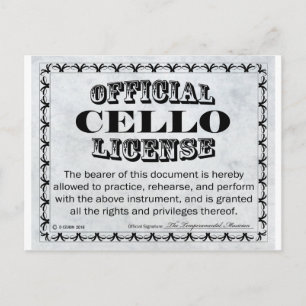 Cartão Postal Cello License