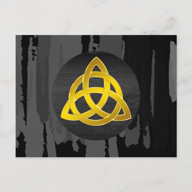Cartão Postal Celta Trinity Knot Black Watercolor Dourada (Frente)